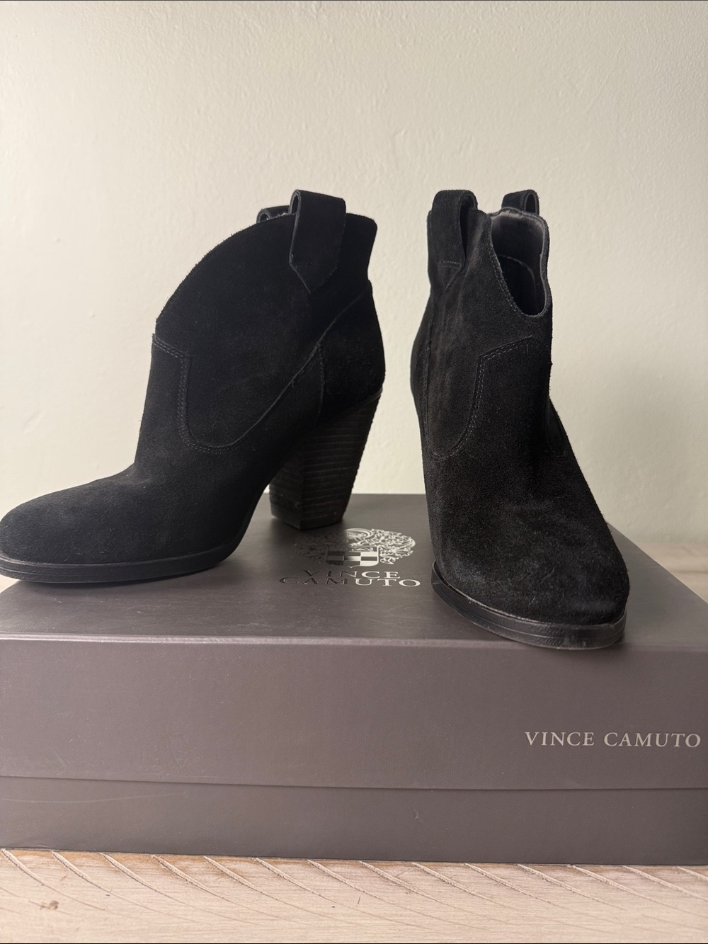 Vince Camuto Black Western Ankle Boots - Picture 2 of 9